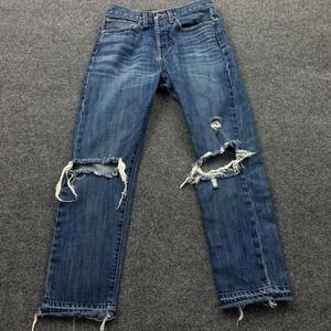 J. Crew Point Sur Denim Jeans 26 Distressed Ripped Knee Button Fly Made in USA